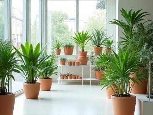 Variety of indoor plants displayed in the Desert Oasis showroom